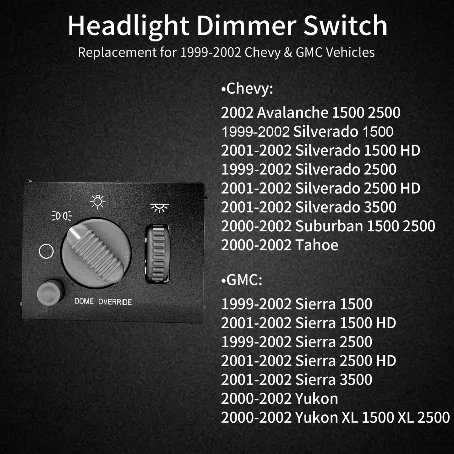 Headlight Headlamp Dimmer Switch for 1999-2002 Chevy Silverado GMC Sierra Yukon