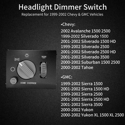 Headlight Headlamp Dimmer Switch for 1999-2002 Chevy Silverado GMC Sierra Yukon