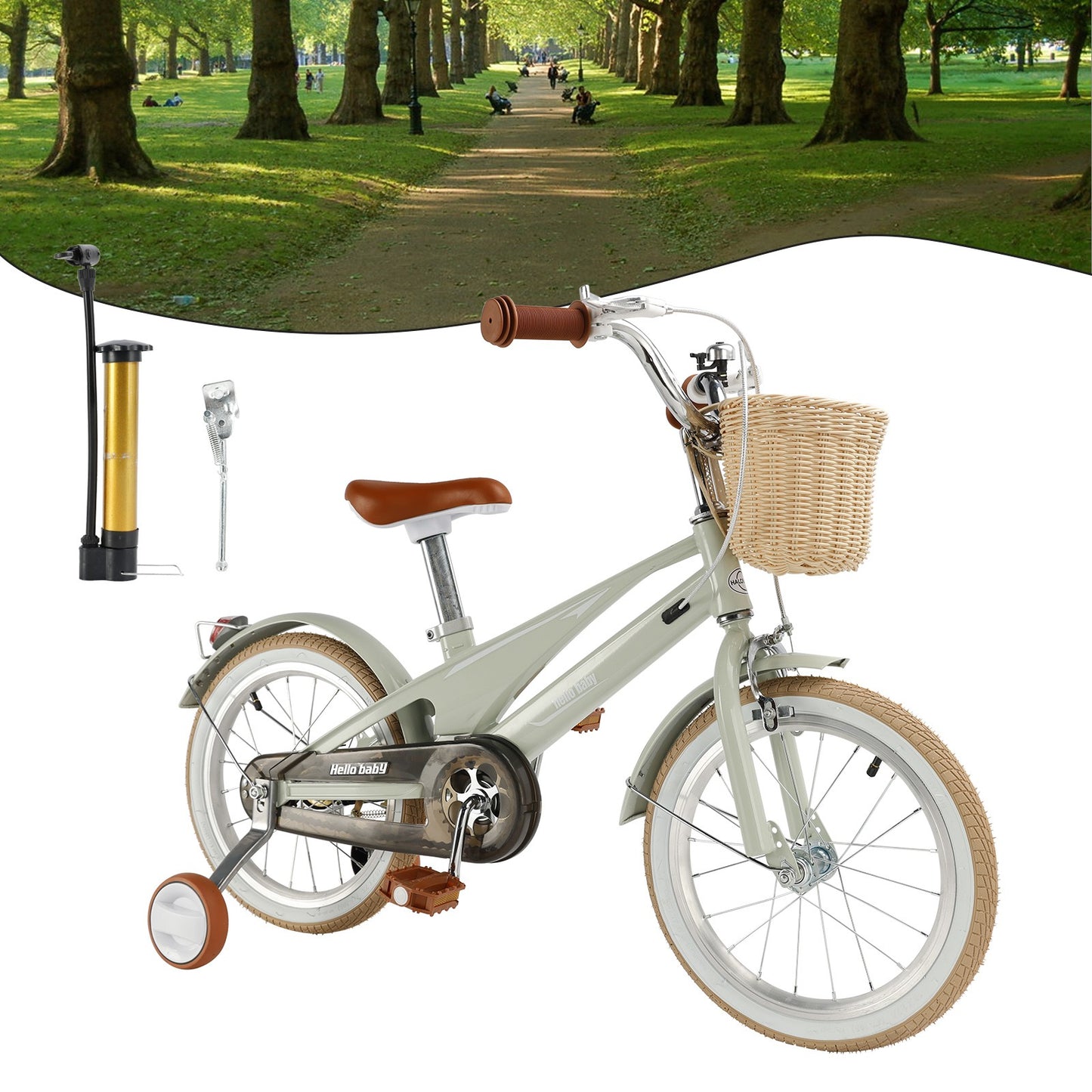 16 inches Kid's Bike Child Bicycle for Ages 7-9 Years with auxiliary wheels