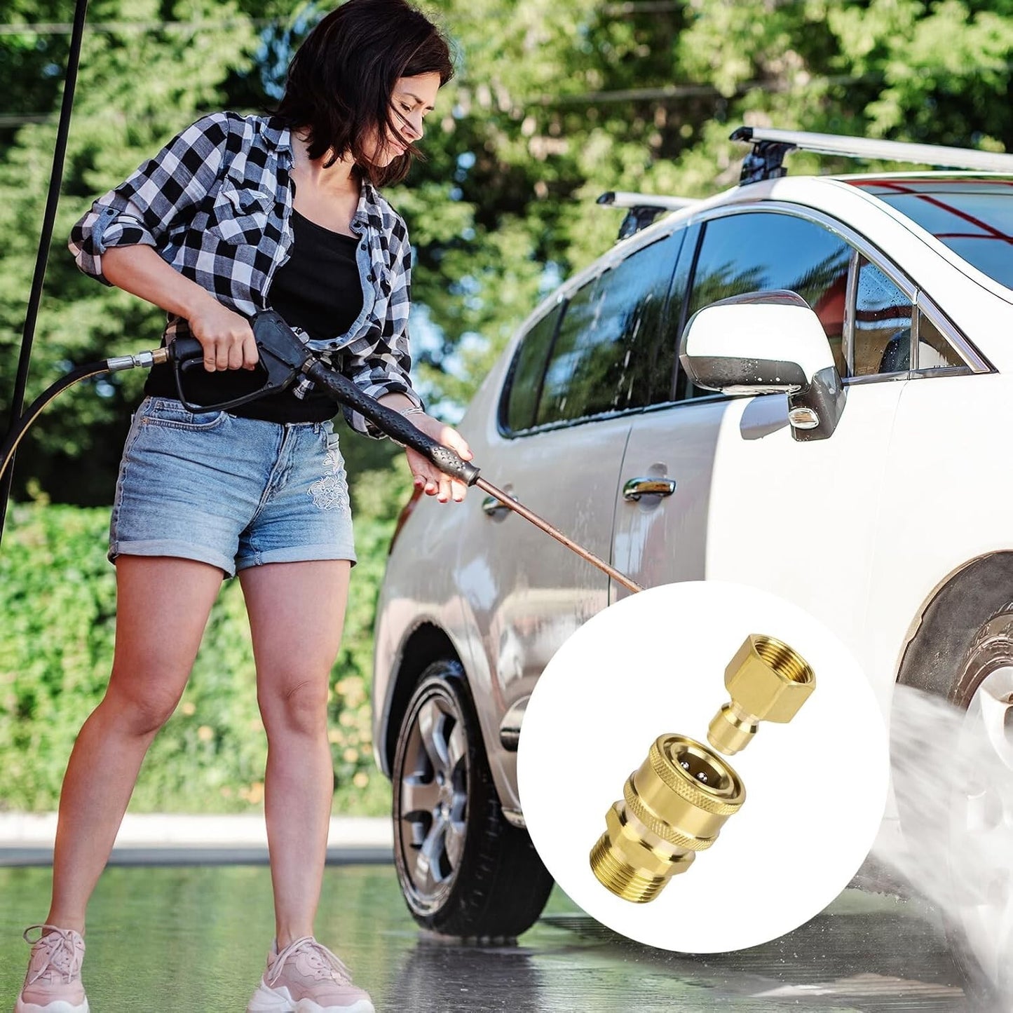4Pc Pressure Washer Adapter Set Quick Disconnect Kit M22 Swivel to 3/8'' Connect