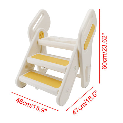 Children Foldable Footstool Hand Washing Ladder Baby Convenient Stair With Light
