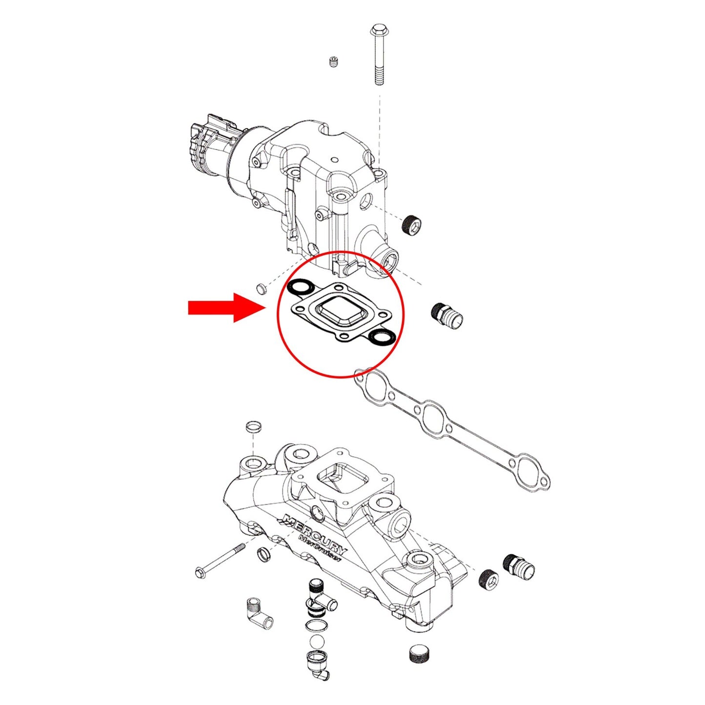 Exhaust Elbow Riser Dry Joint Gasket Closed for MerCruiser 864549A1 27-864549A02
