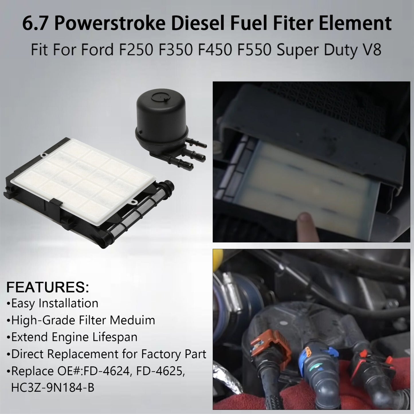 6.7 Powerstroke Diesel Fuel Filter for Ford 2017-2026 F-250 F-350 F-450 F-550 V8