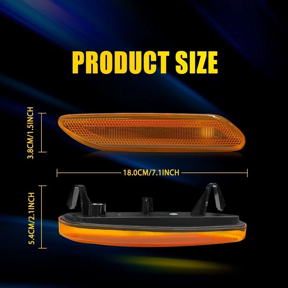 For Mini Cooper Countryman 2012-2017 R60 R61 Fender Side Marker Light Amber Lens