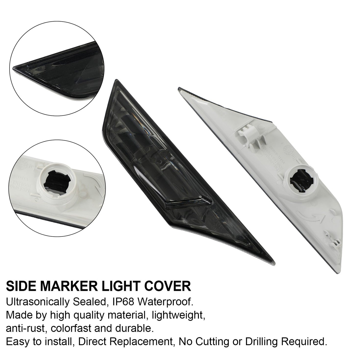 Side Marker Lamp Turn Signal Light Housing for Honda Civic 2016-2021 Smoked