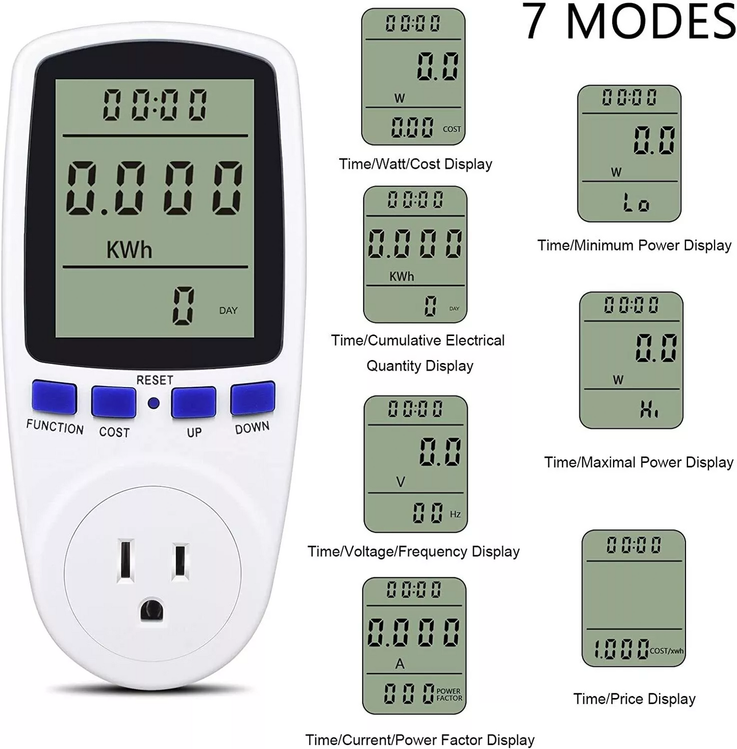 LCD Power Watt Meter Plug Consumption Electricity Usage Energy Amps Volt Monitor
