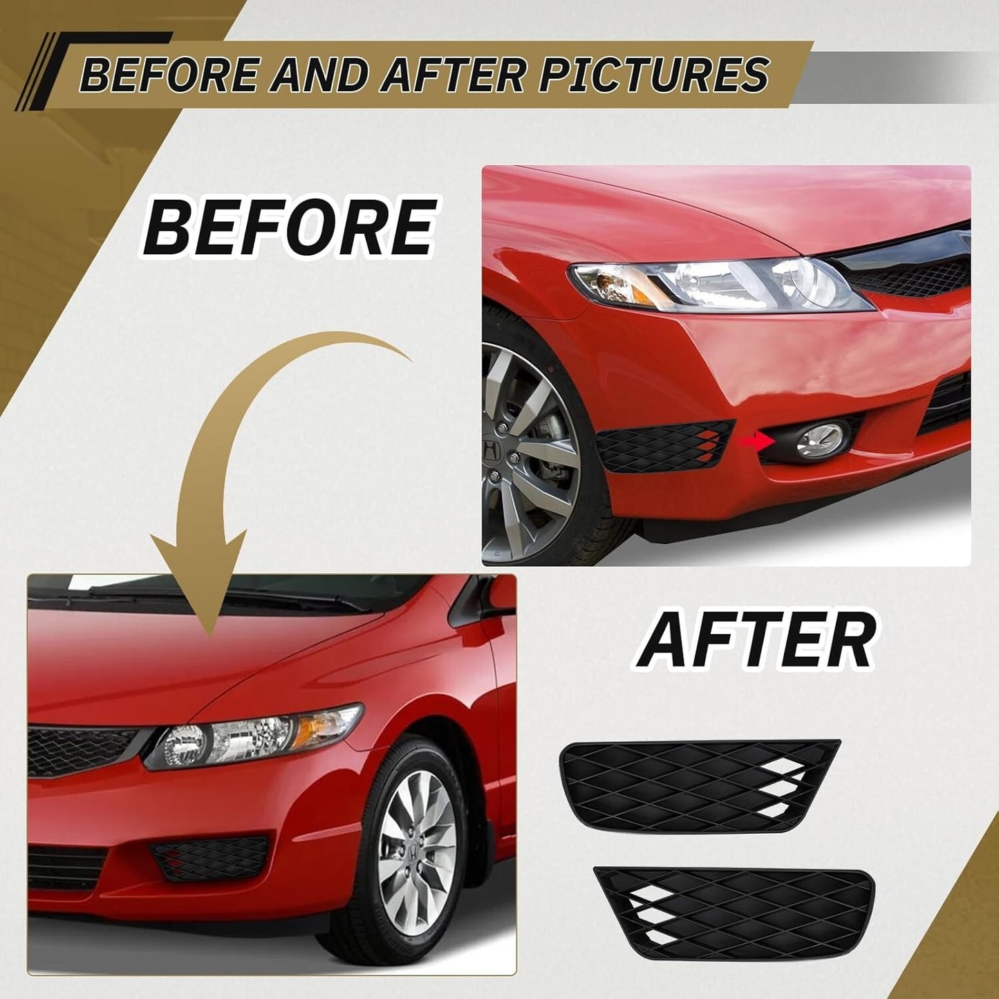 Front Outer Lower Fog Light Cover Set For Honda Civic 2009-2011 71106SNAA50