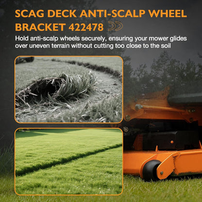 2X Deck Anti Scalp Wheel Rollers & Brackets For Scag Mower 42" 48" 52" 61" Deck