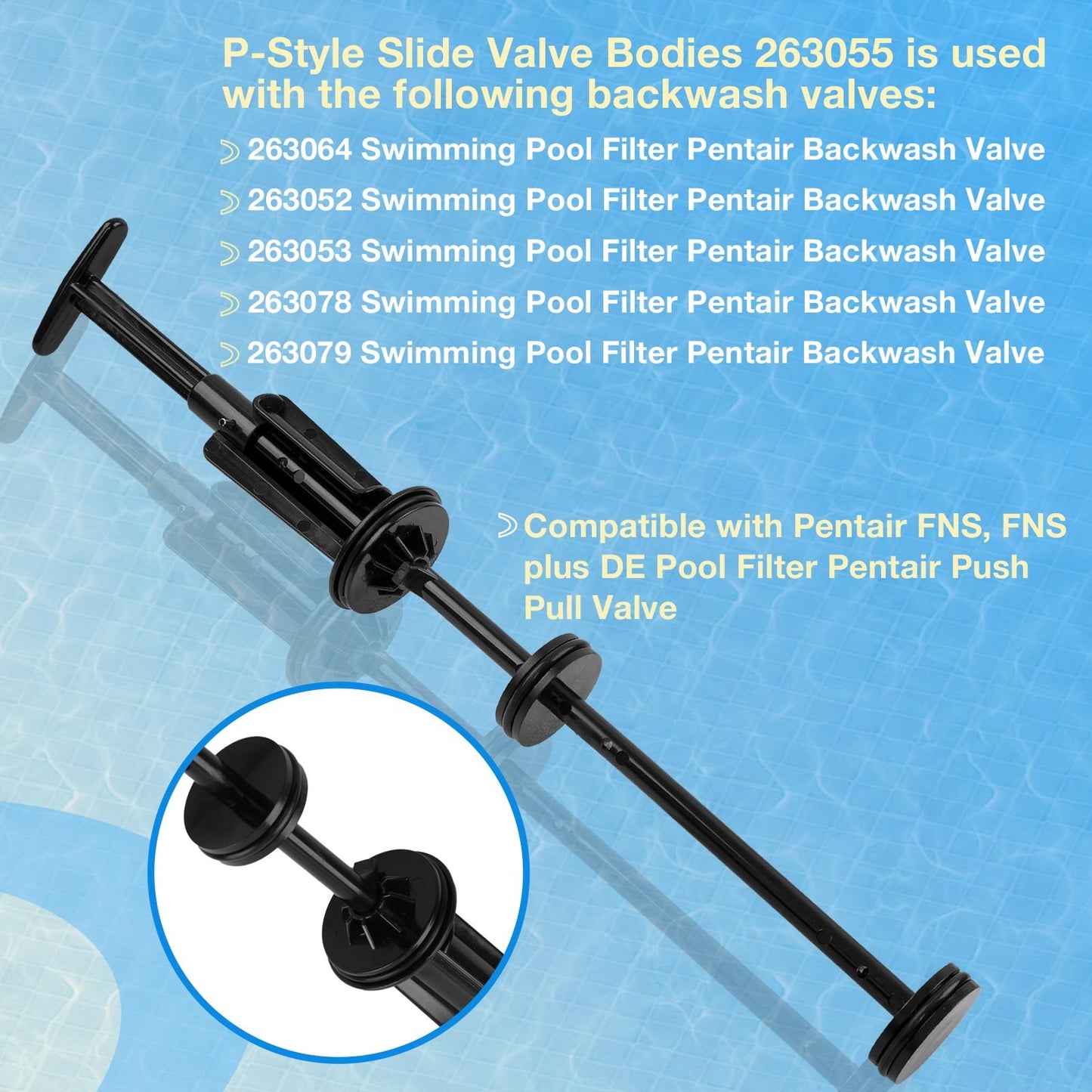 Piston Shaft Assembly Fit Pentair PVC Slide Pool & Spa Multiport Backwash Valve