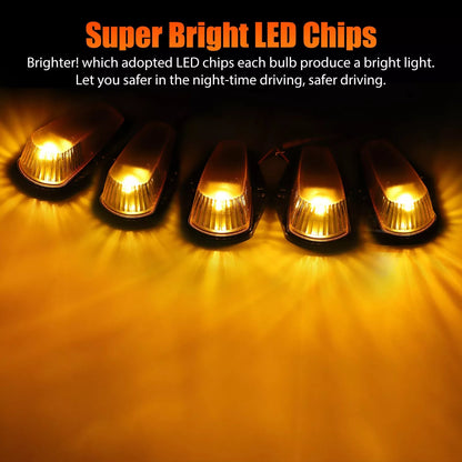 5Pcs For Ford F150 F250 F350 1980-1997 Roof Top Cab Lights Amber LED Marker Lamp