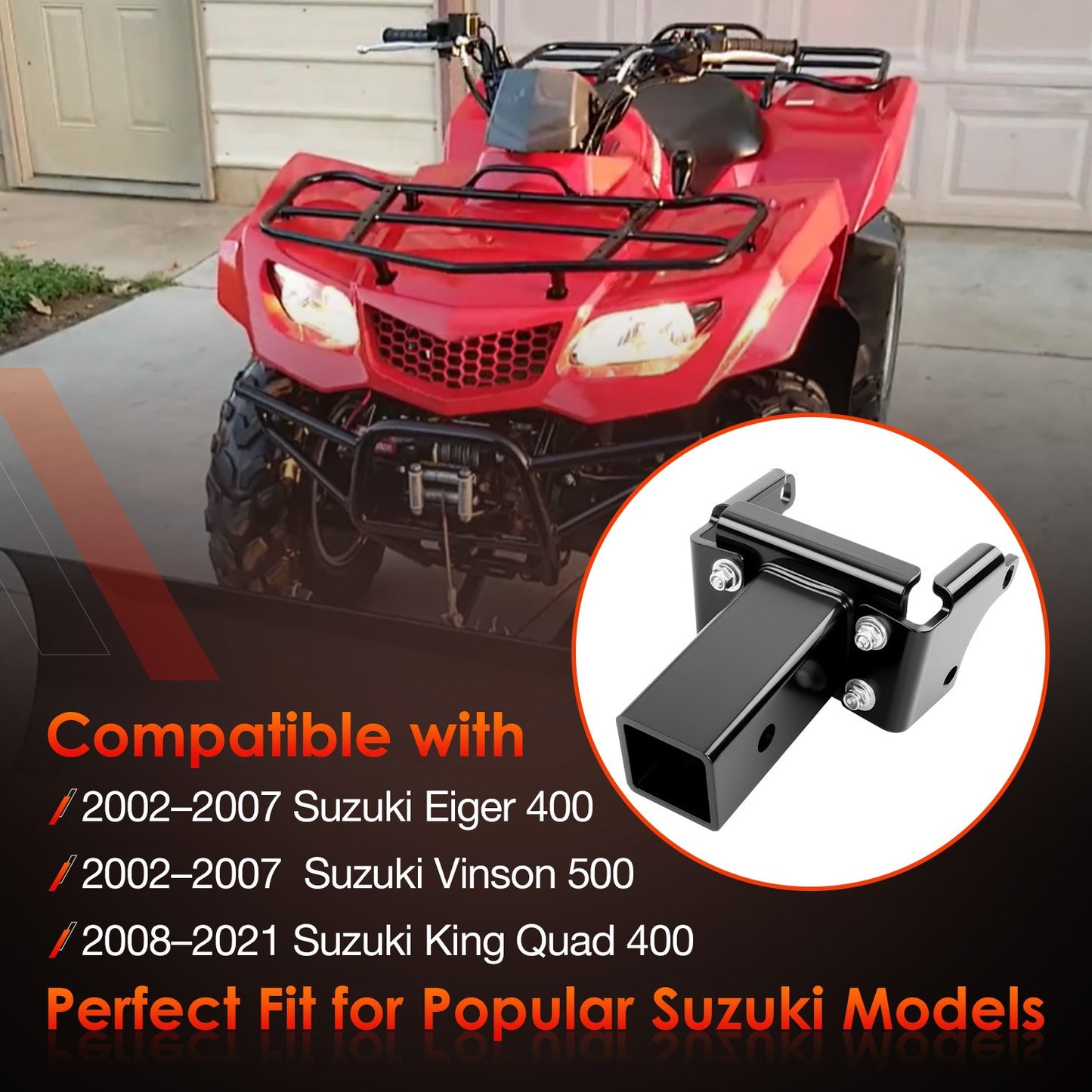 2" Reciever Hitch 85180 For 2002-2021 Suzuki Eiger 400 Vinson 500 King Quad 400