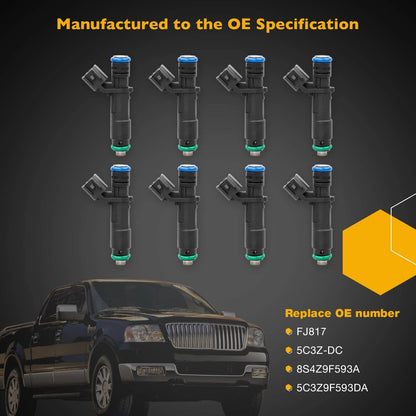 8x FJ817 Fuel Injector Set For 05-07 Ford F150 F250 F350 Lincoln Navigator 5.4L