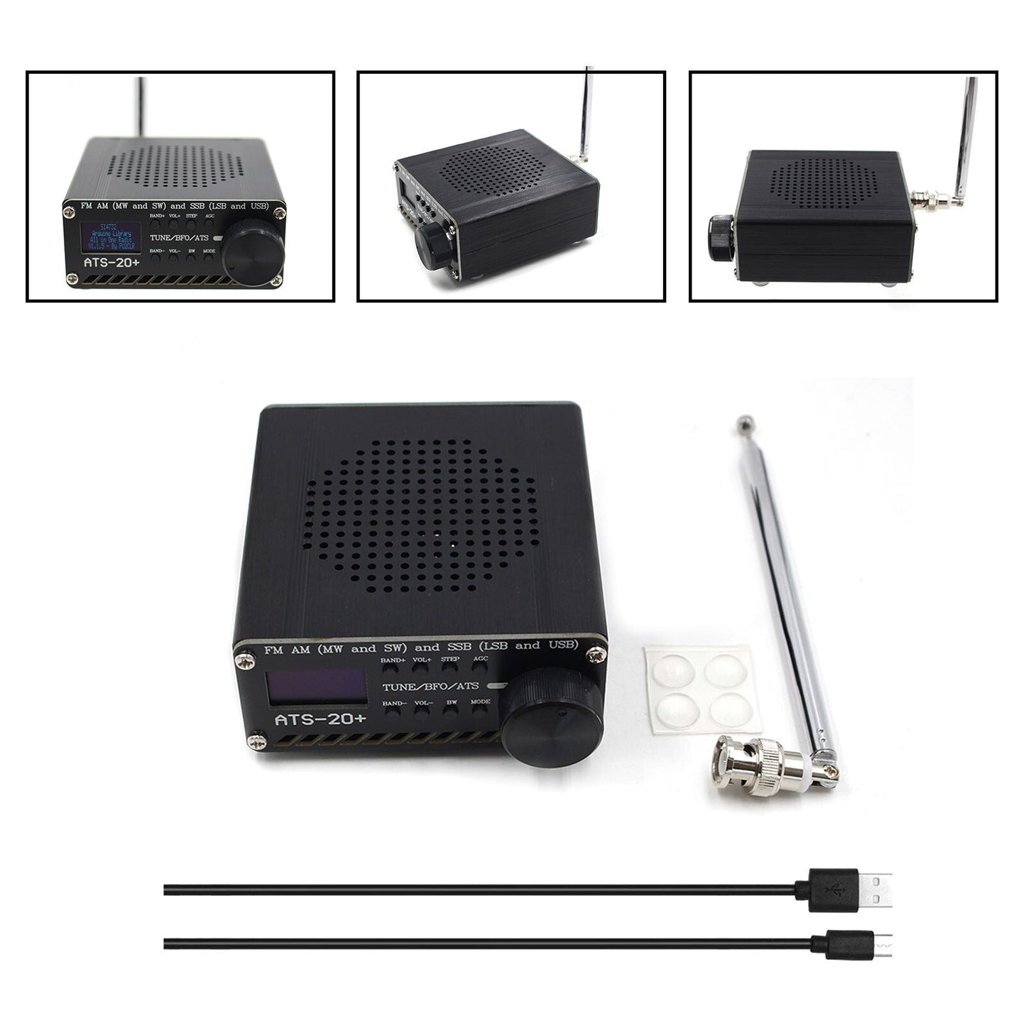 Upgraded ATS-20+ Radio Receiver FM AM (MW & SW) SSB (LSB & USB) With Battery