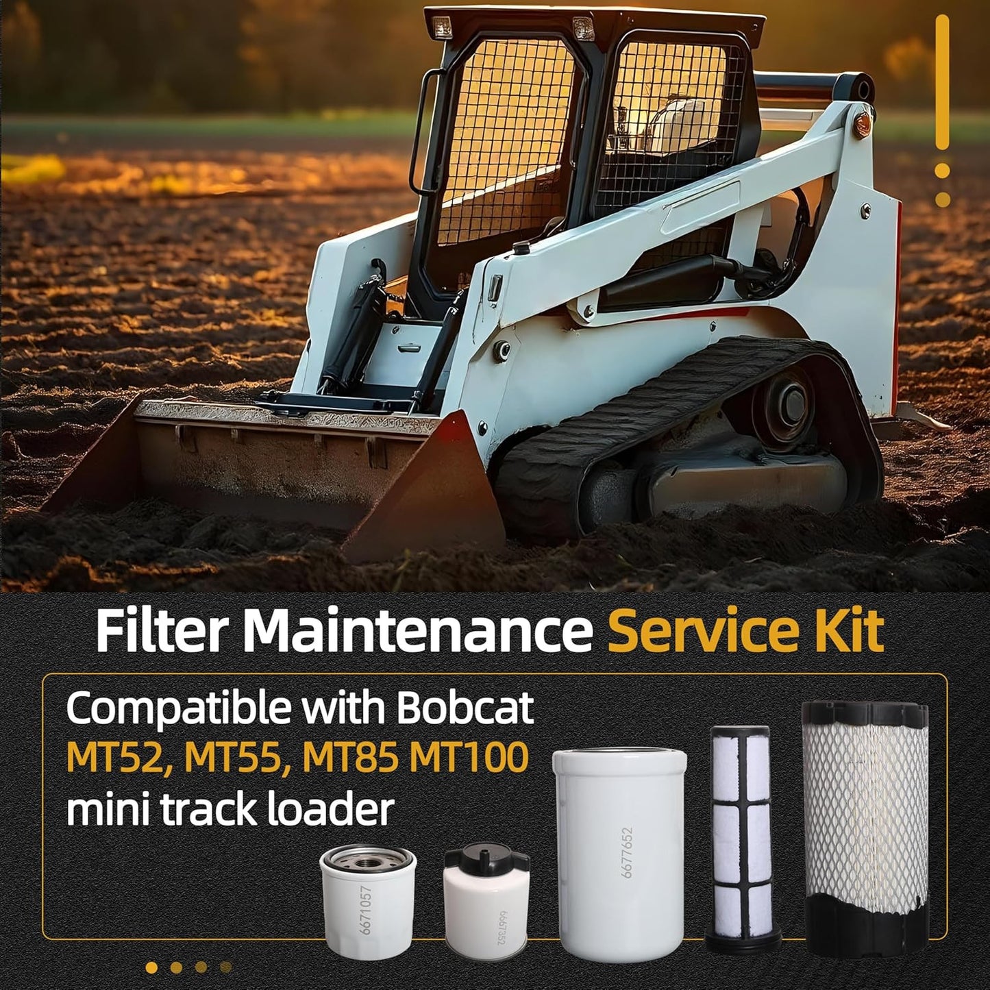 5X Fuel Oil Air Filter Kit For Bobcat Mini Track Loader MT52 MT55 MT85 MT100
