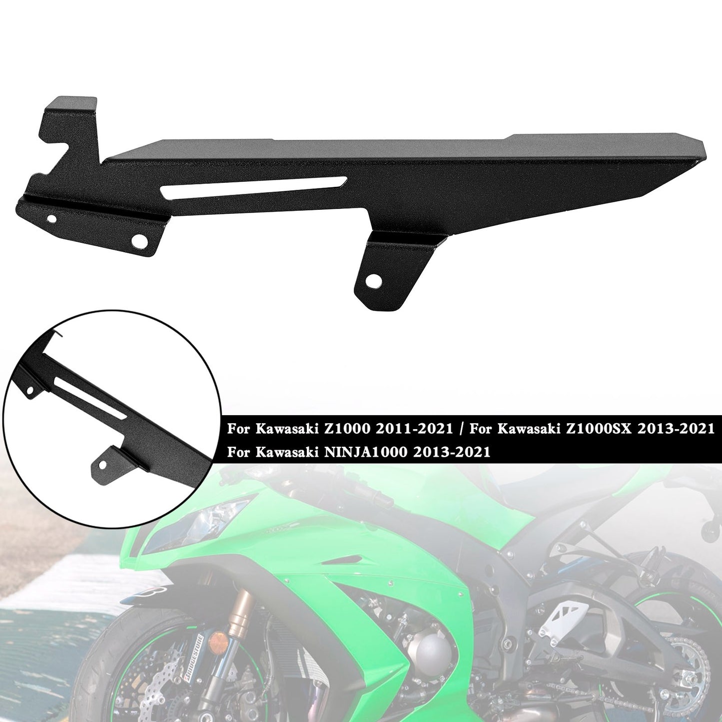 Black Sprocket Chain Guard Cover For Kawasaki Z1000SX NINJA 1000 Z1000 11~21