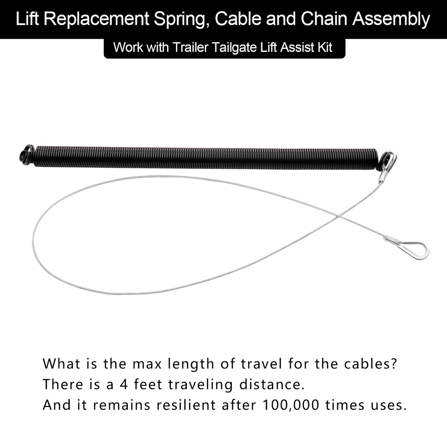 2X Trailer Ramp Gate Assist Spring Cable Kit For Gorilla-Lift Trailer Spring