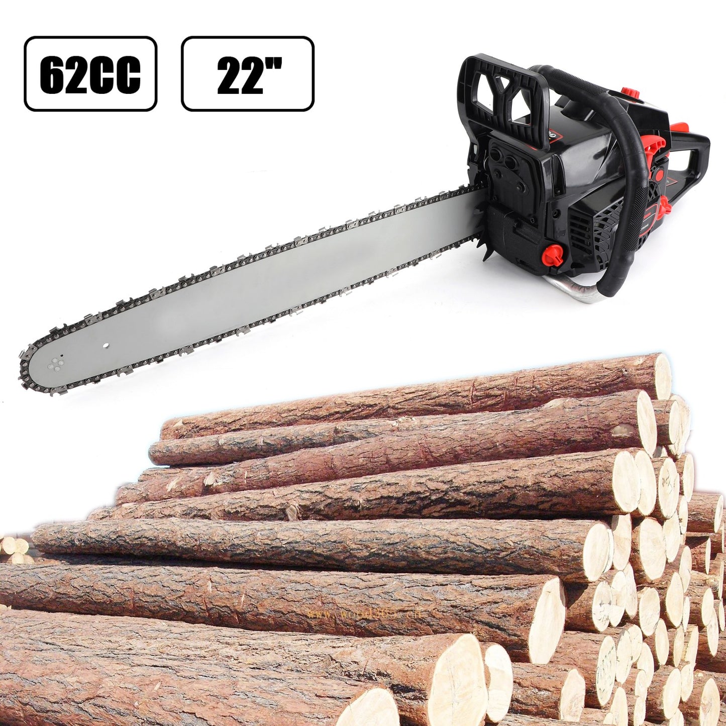 ??62cc Gas Chainsaw 22" Bar Gasoline Powered Chain Saw 2 Cycle Engine Cutting