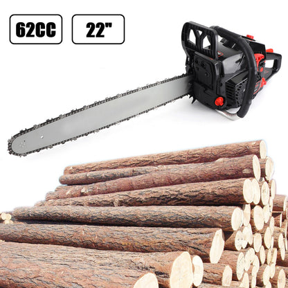 ??62cc Gas Chainsaw 22" Bar Gasoline Powered Chain Saw 2 Cycle Engine Cutting