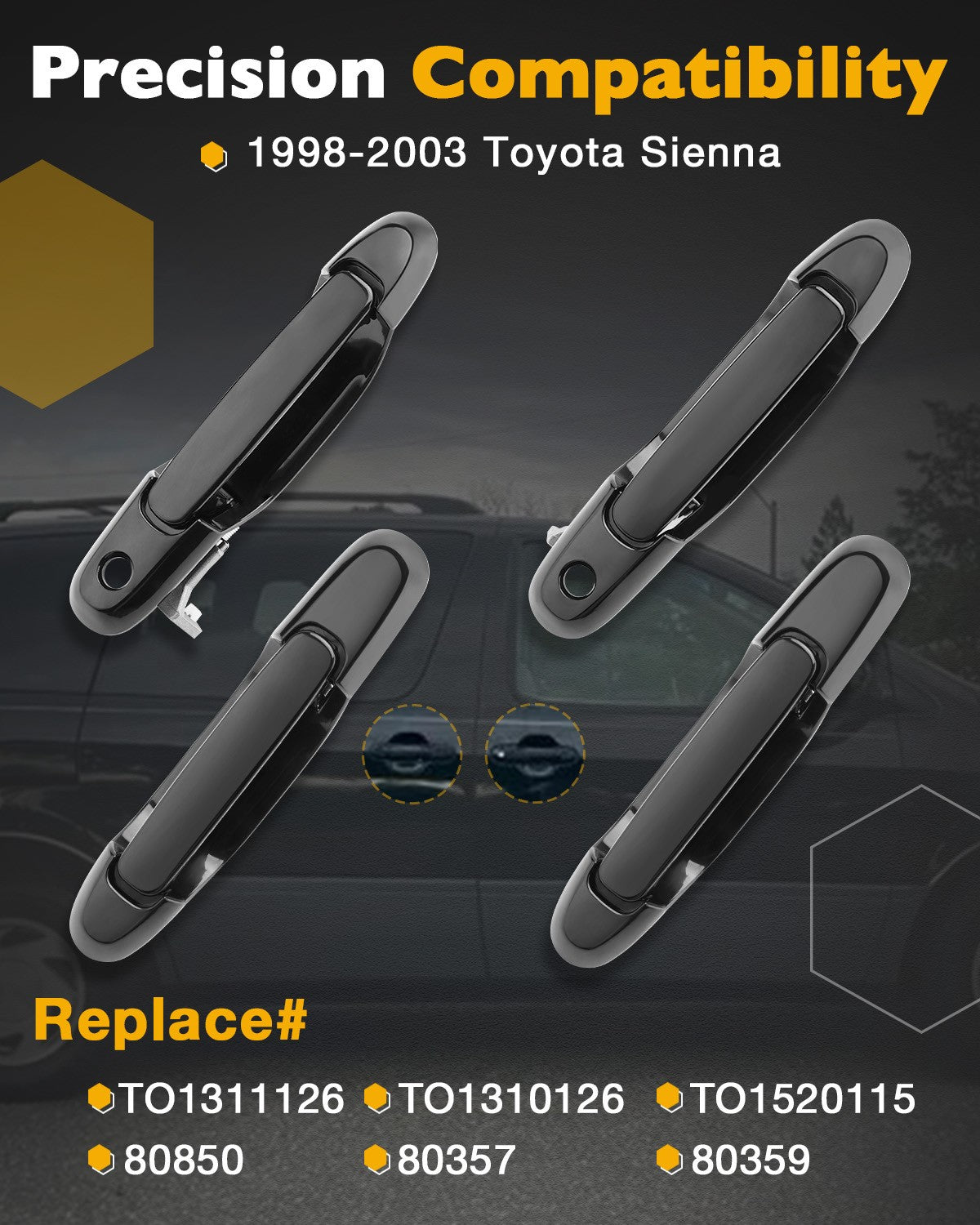 7PCS Exterior Interior Door Handle & Liftgate Handle Kit For 98-03 Toyota Sienna