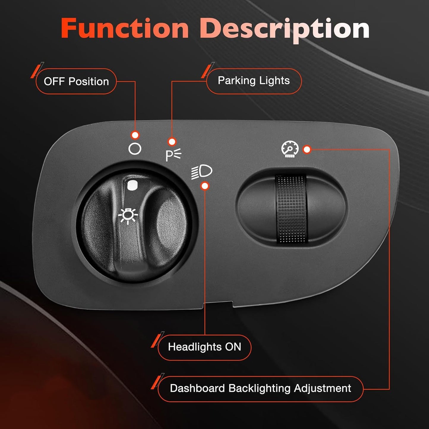Headlight Switch w/o Fog Light Function For 00-04 Ford F-150 Heritage Expedition