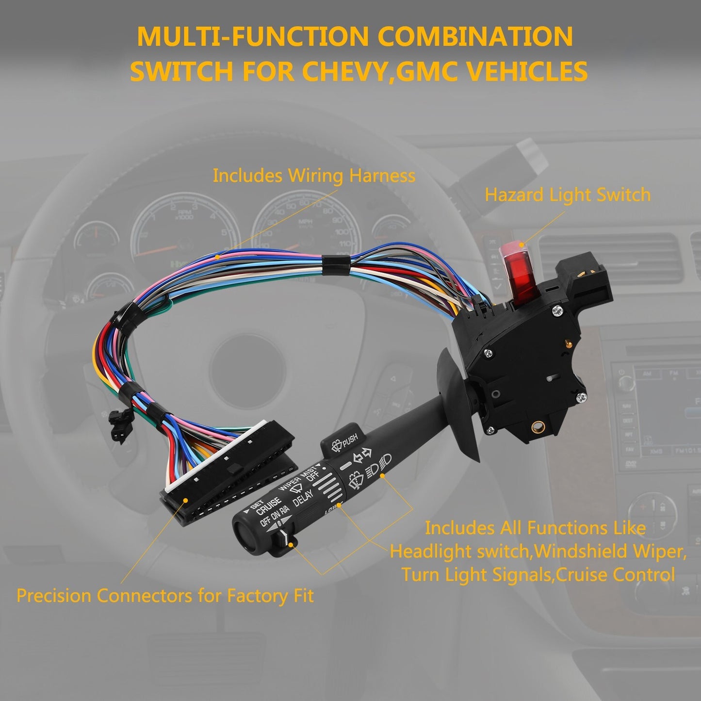 Turn Signal Windshield Wiper Hazard Cruise Switch for Chevy Tahoe S10 GMC C1500