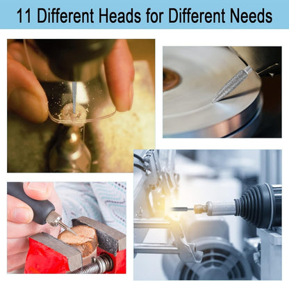 11Pcs Diamond Burr Stone Carving Grinding Bits 1/8" Shank for Dremel Rotary Tool