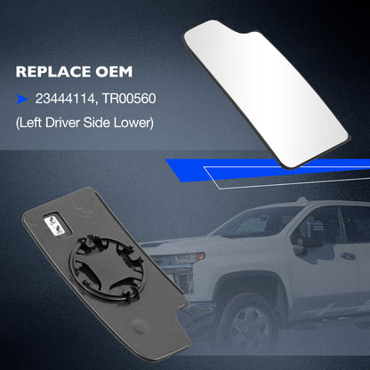 Driver Left Side Lower Mirror Glasses For 14-17 Chevy Silverado 2500 HD 23444114