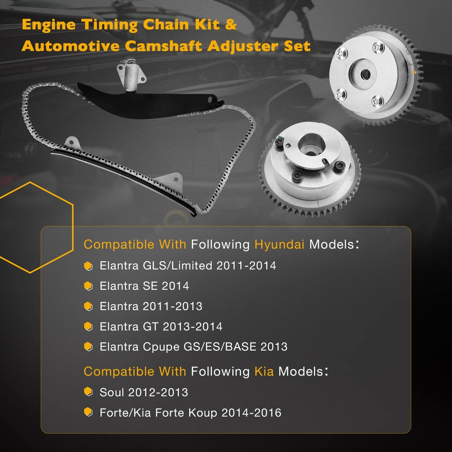 Timing Chain Kit Exhaust&Intake CVVT Gear For Soul Hyundai Kia Elantra 2.0T 1.8L