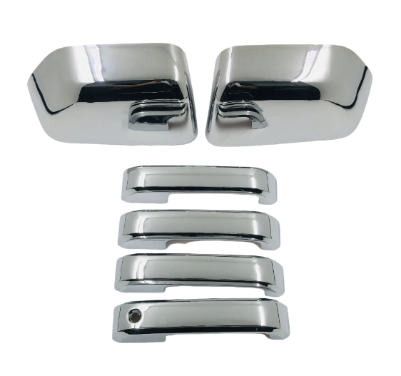 For 2017-2022 Ford F-250 F-350 F-450 Top Half Chrome Mirror+4 Door Handle Covers