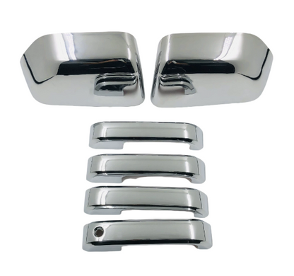 For 2017-2022 Ford F-250 F-350 F-450 Top Half Chrome Mirror+4 Door Handle Covers