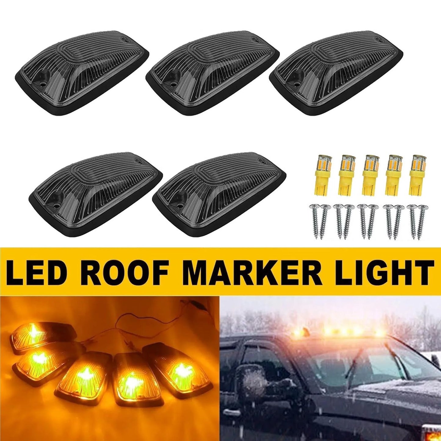 5x For 1988-2002 Chevy/GMC Pickup Trucks Roof Top Cab Lights Amber Marker Lights