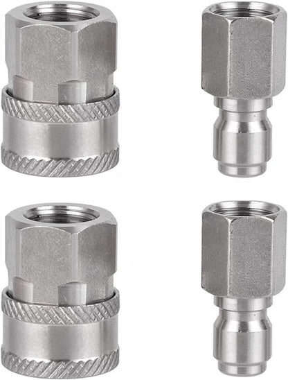 2 Sets Npt 3/8 Inch Pressure Washer Quick Connect Kit, Stainless Steel Male And