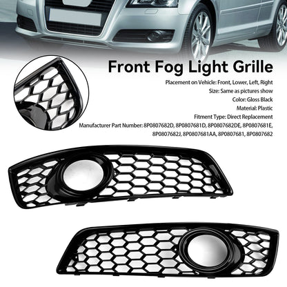 Honeycomb Bumper Front Fog Light Grill Grille Cover Fit Audi A3 8P 2009-2013