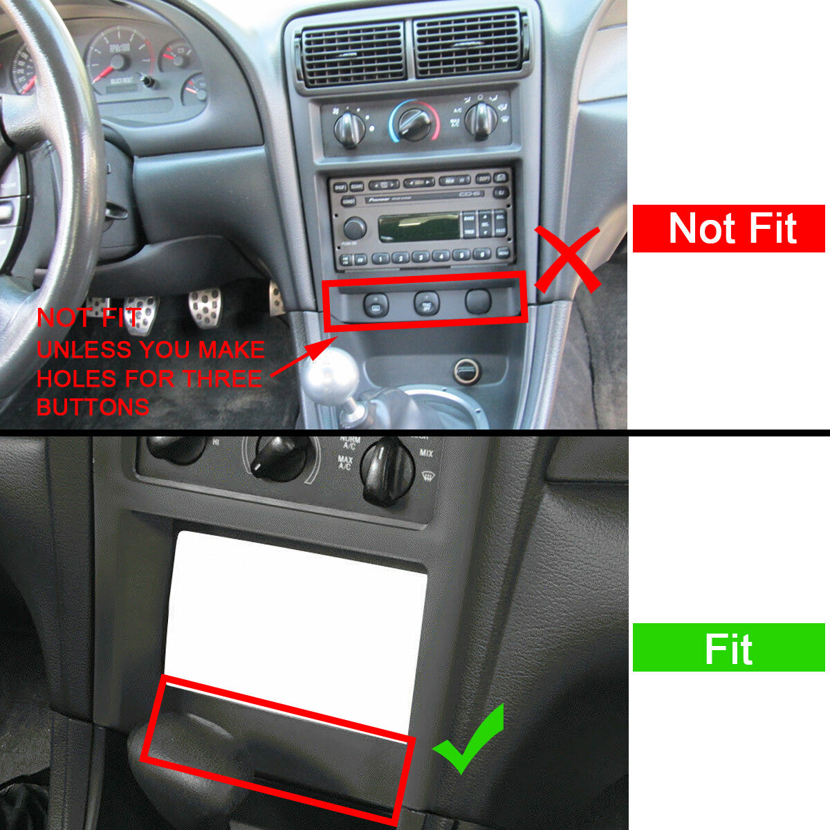 Solid Spare #95-5703B / DOUBLE DIN CAR RADIO DASH BEZEL KIT FOR FORD MUSTANG 1994-2002 *NEW*