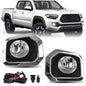 Front Bumper Fog Light Lamp Kit w/ Chrome Trim Bezel Fit 2016-2023 Toyota Tacoma