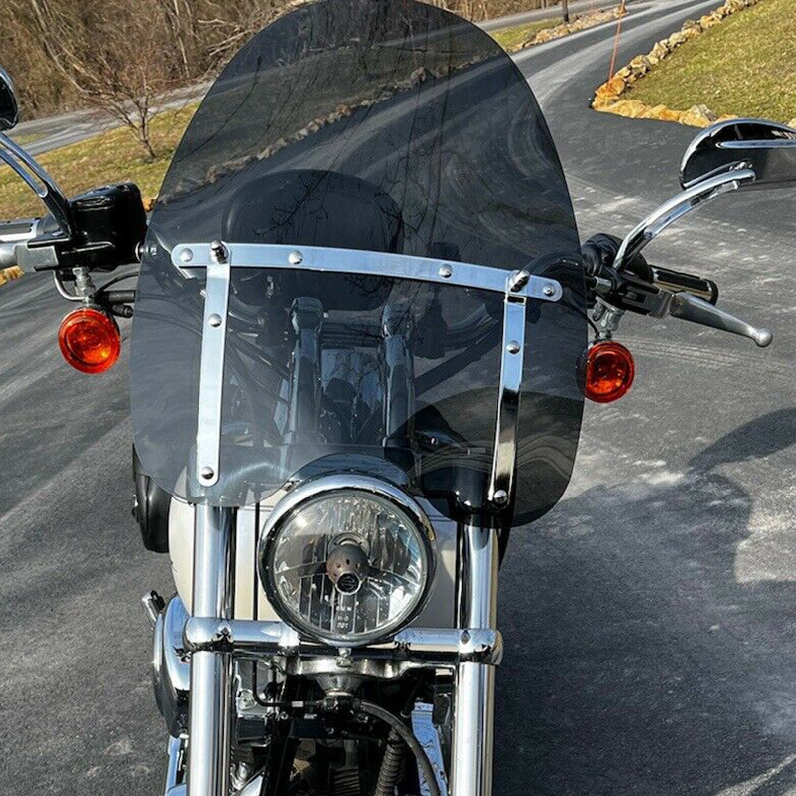 Solid Spare Smoke 18"x16" Motorcycle Windshield For Yamaha V Star Honda Valkyrie 1500 1800