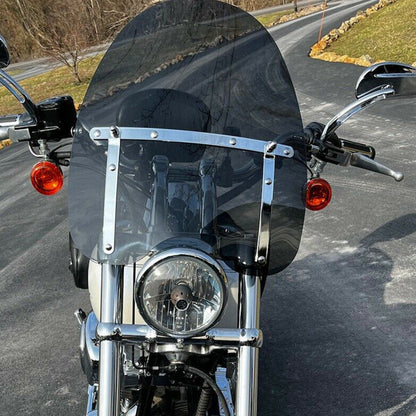 Solid Spare Smoke 18"x16" Motorcycle Windshield For Yamaha V Star Honda Valkyrie 1500 1800