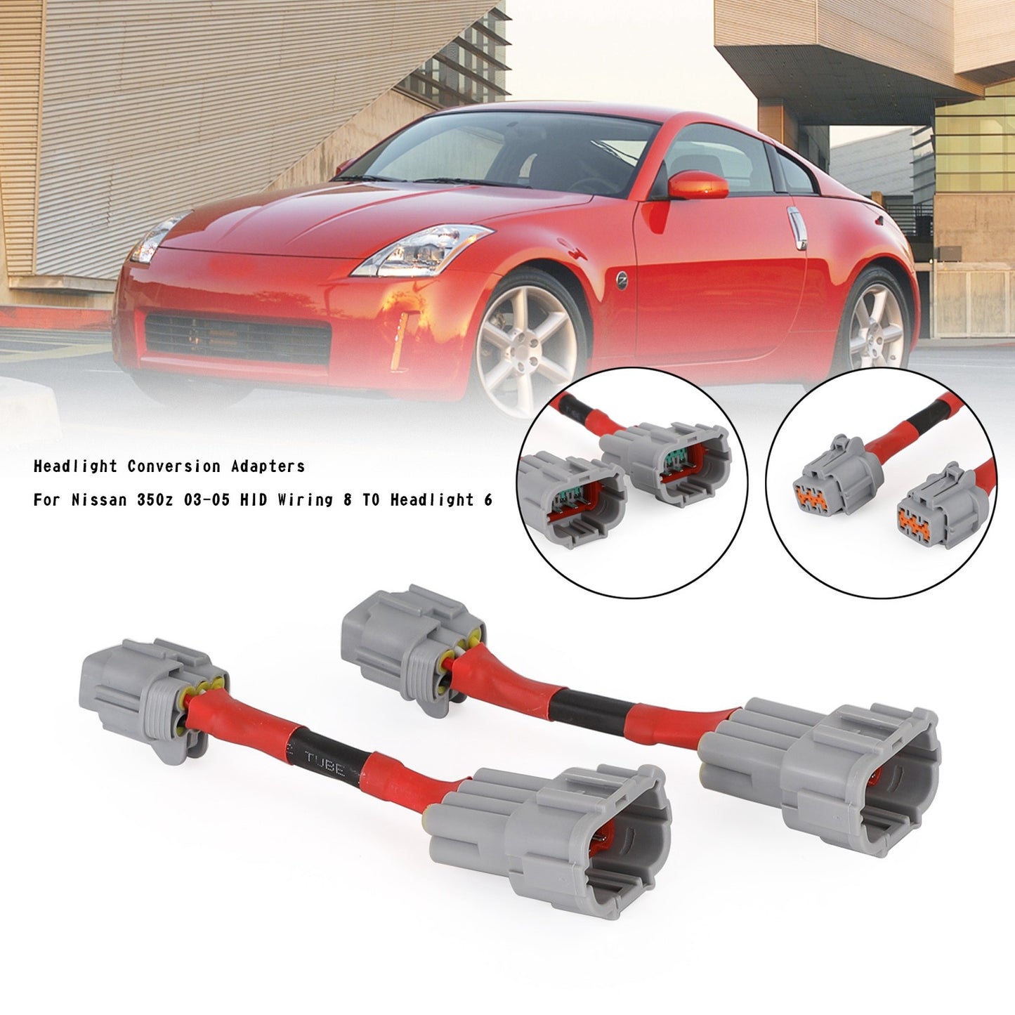 Headlight Conversion Adapters For Nissan 350z 03-05 HID Wiring 8 TO Headlight 6
