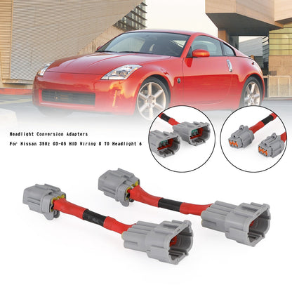 Headlight Conversion Adapters For Nissan 350z 03-05 HID Wiring 8 TO Headlight 6