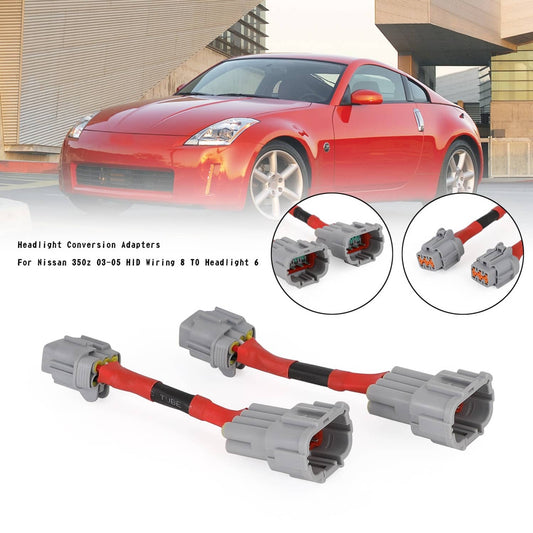 Solid Spare Headlight Conversion Adapters For Nissan 350z 03-05 HID Wiring 8 TO Headlight 6