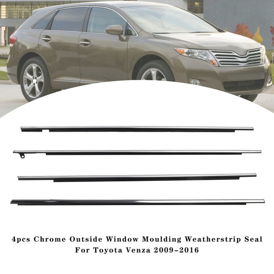 4pcs Chrome Outside Window Moulding Weatherstrip Seal For Toyota Venza 09-16 US