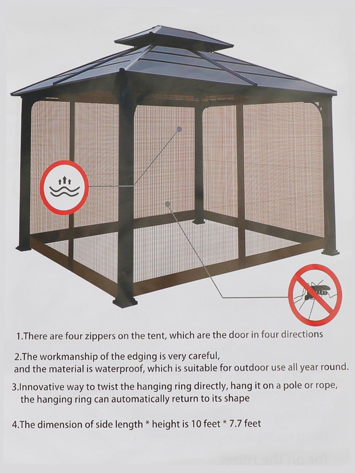 Outdoor Tent Anti-Mosquito Net Four-Corner Garden Courtyard Gazebo Net Cloth
