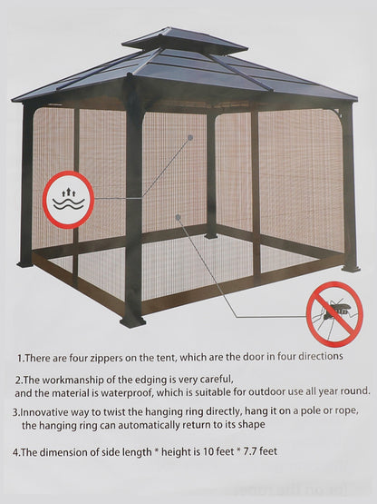 Outdoor Tent Anti-Mosquito Net Four-Corner Garden Courtyard Gazebo Net Cloth