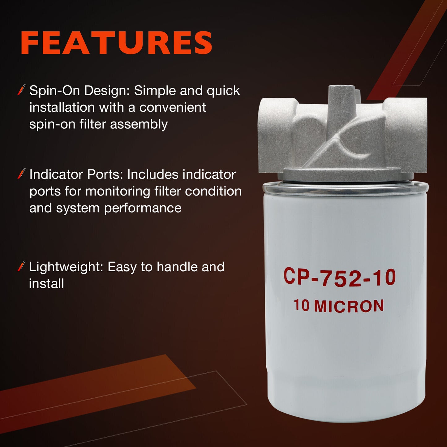 3/4"NPTF Oil Filter w/ 10 Micron Hydraulic For Tractors Log Splitters CP-752-10