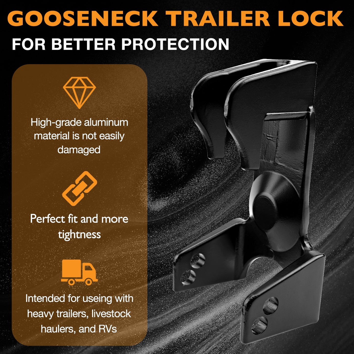 Gooseneck Trailer Hitch Lock w/ 2x key lock For RV Heavy Duty Trailers Black