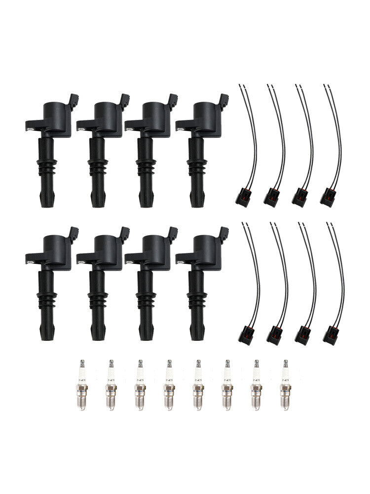8X lgnition Coil +Spark Plug+Connector FD508  DG511 For Ford F150 5.4L 2004-2010