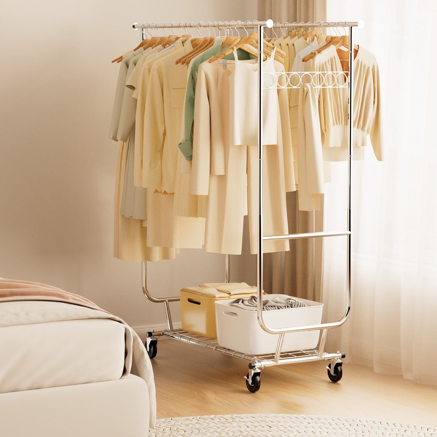 660lbs Clothing Racks with Wheels Heavy Duty Clothes Rack Metal Clothes Storage