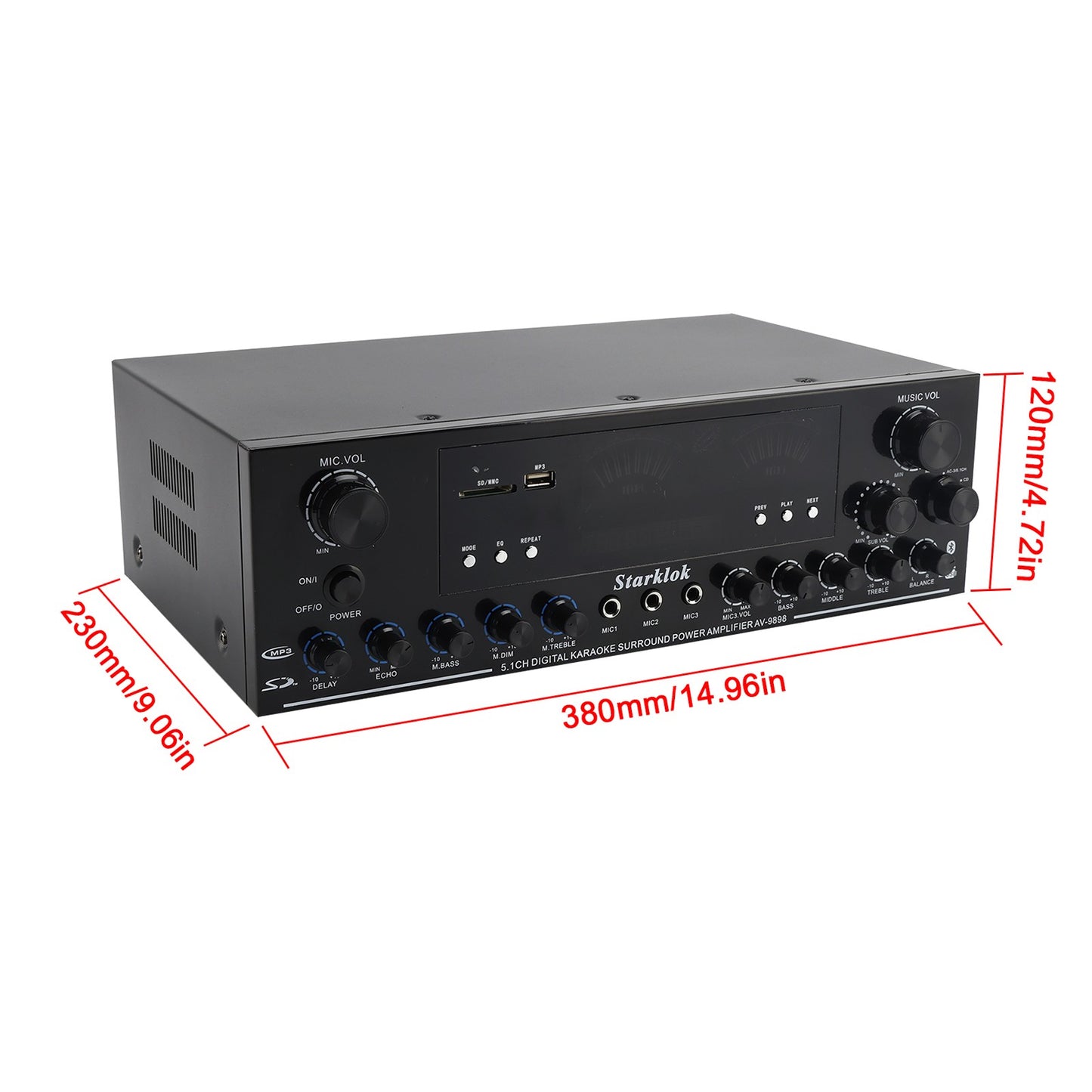 3000W Peak Stereo HiFi Power Amplifier High-Power 5.1Channel Subwoofer Amplifier