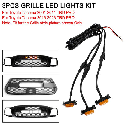 ??3PCS Front Bumper Hood Grille LED Lights For Toyota Tacoma 01-11 16-23 TRD PRO