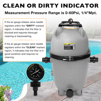 Air Pressure Gauge Release Valve 0-60PSI For Jandy CL & CV DEL & DEV JS Series